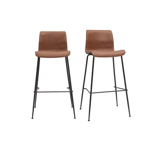 Tabourets de bar fixes marron aspect vieilli et métal noir h75 (lot de 2) harold