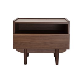 Table de chevet avec rangements finition bois foncé noyer sanaa