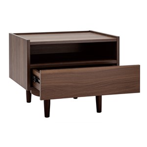 Table de chevet avec rangements finition bois foncé noyer sanaa