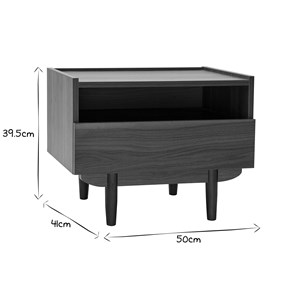 Table de chevet avec rangements finition bois foncé noyer sanaa