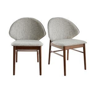 Chaises  en tissu gris clair et bois foncé (lot de 2) spike