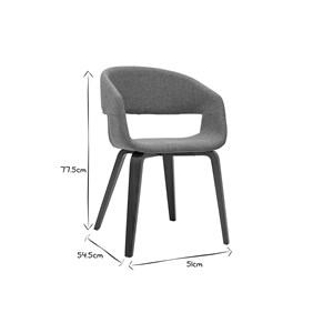 Chaises en tissu gris et pieds en bois foncé noyer (lot de 2) slam