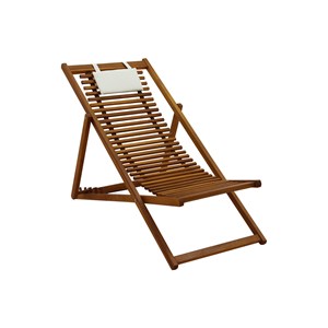 Chiliennes en bois massif avec coussin en tissu blanc (lot 2) moona