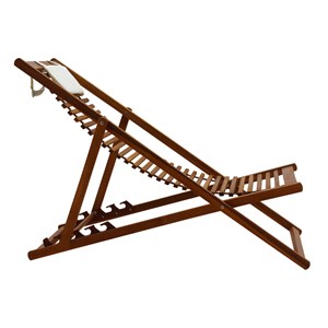 Chiliennes en bois massif avec coussin en tissu blanc (lot 2) moona