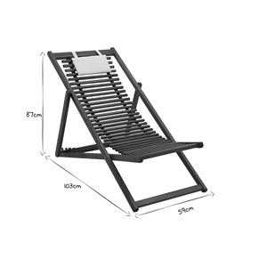 Chiliennes en bois massif avec coussin en tissu blanc (lot 2) moona