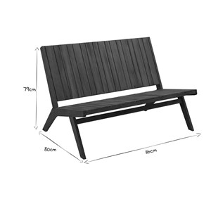 Banc de jardin en bois massif 2 places l116 cm tidak