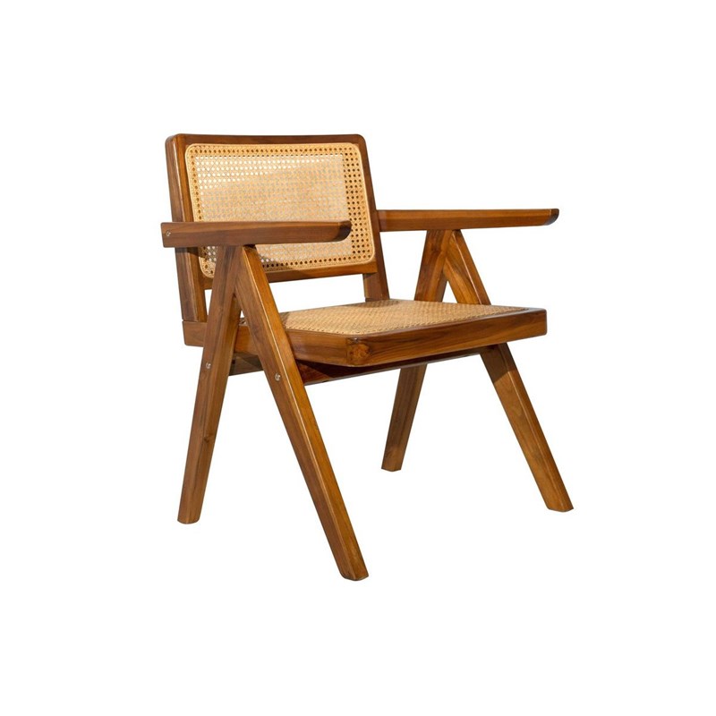 Chaise en bois teck massif et cannage rotin jannie