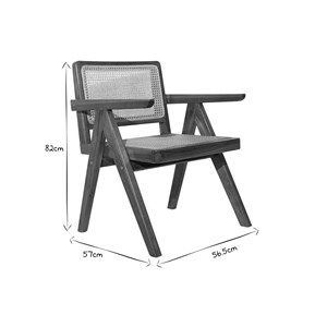 Chaise  en bois teck massif et cannage rotin jannie