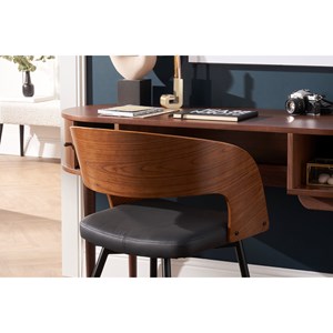 Chaises bois foncé noyer, assises et métal noirs (lot de 2) riff