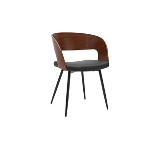 Chaises bois foncé noyer, assises et métal noirs (lot de 2) riff