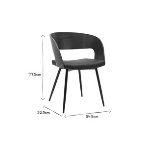 Chaises bois foncé noyer, assises et métal noirs (lot de 2) riff
