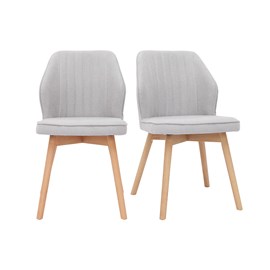 Chaises en tissu effet velours gris et bois clair (lot de 2) fanette