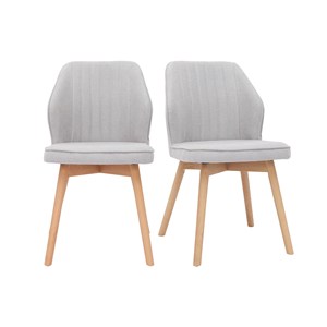 Chaises en tissu effet velours gris et bois clair (lot de 2) fanette