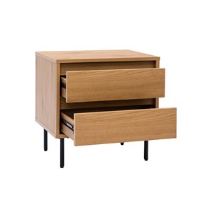 Table de chevet avec rangements 2 tiroirs finition bois clair chêne aragon