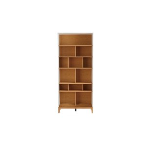 Bibliothèque en bois clair chêne et blanc l90 cm abel