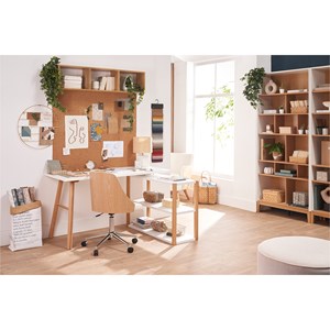 Bibliothèque en bois clair chêne et blanc l90 cm abel