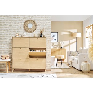 Meuble à chaussures finition bois clair chêne l126 cm silvestre