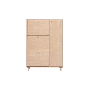 Meuble à chaussures finition bois clair chêne et métal doré l90 cm silvestre