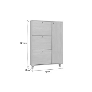 Meuble à chaussures finition bois clair chêne et métal doré l90 cm silvestre