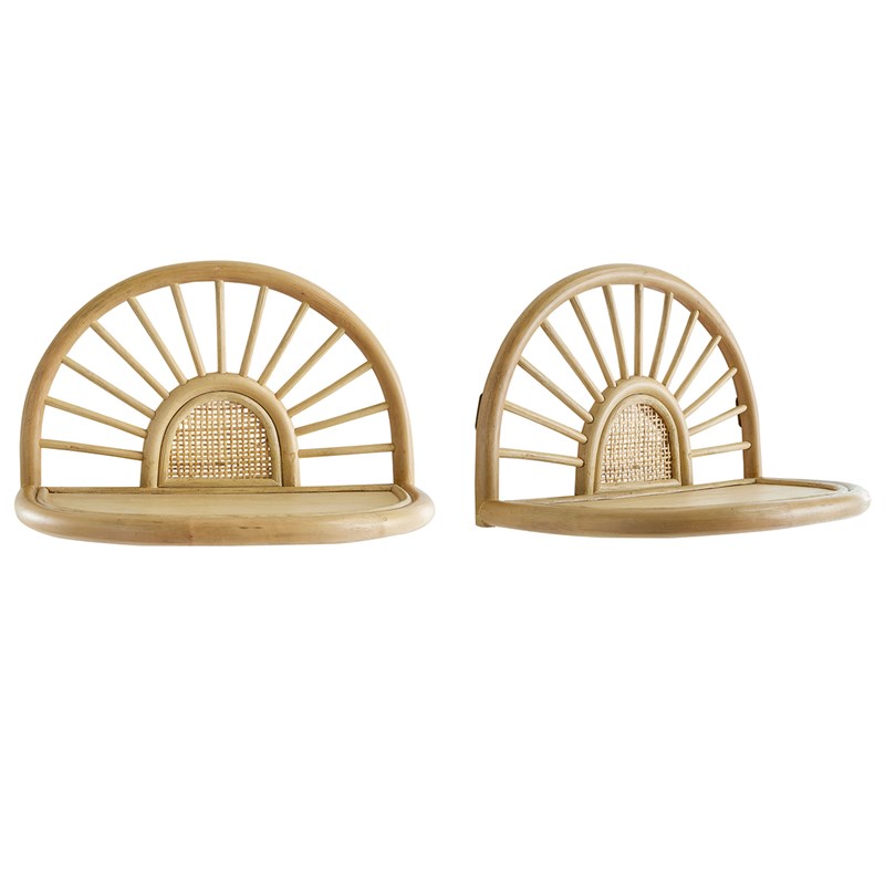 Étagères murales en rotin naturel et cannage l40 cm (lot de 2) bow