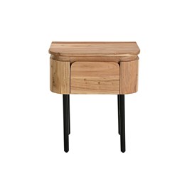 Table de chevet en bois massif et métal noir avec tiroir napoli