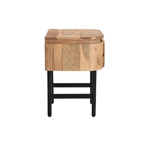 Table de chevet en bois massif et métal noir avec tiroir napoli