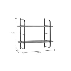 Étagère murale en bois manguier massif et métal noir l70 cm akina