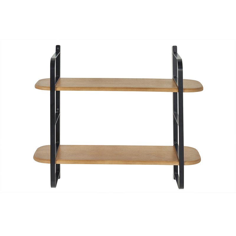 Miliboo - Étagère murale en bois manguier massif et métal noir l70 cm akina