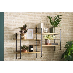 Étagère murale en bois manguier massif et métal noir l122 cm akina