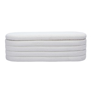 Banc coffre en tissu effet laine bouclée blanc l125 cm navy