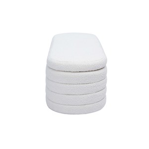 Banc coffre en tissu effet laine bouclée blanc l125 cm navy