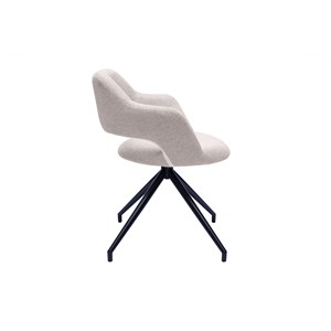 Chaise pivotante 360° en tissu effet velours texturé beige et métal noir jessy