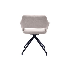 Chaise pivotante 360° en tissu effet velours texturé beige et métal noir jessy