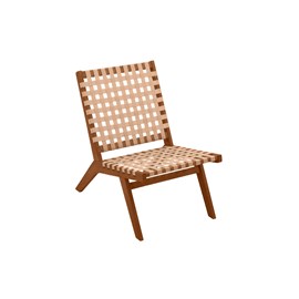 Fauteuil lounge en bois massif et sangles beiges lucea