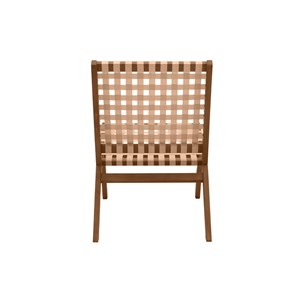 Fauteuil lounge en bois massif et sangles beiges lucea