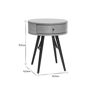 Tables de chevet rondes avec tiroir bois clair et métal noir (lot de 2) koral