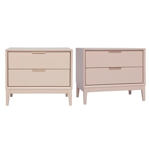 Tables de chevet rose et métal doré avec rangements (lot de 2) giana