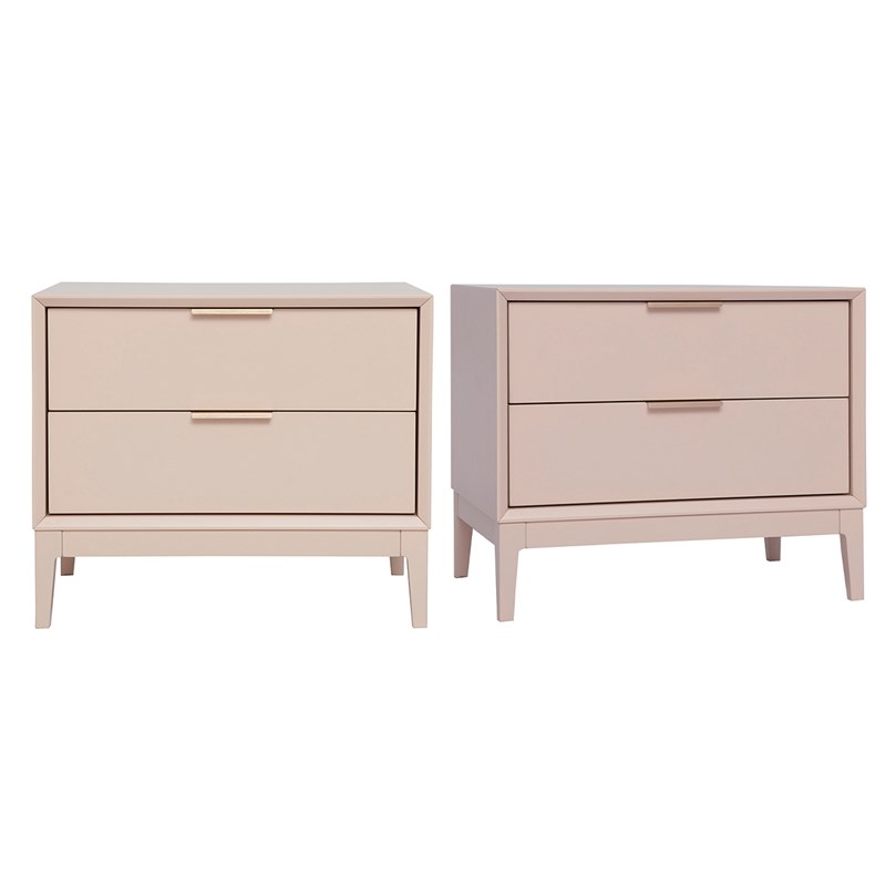 Tables de chevet rose et métal doré avec rangements (lot de 2) giana