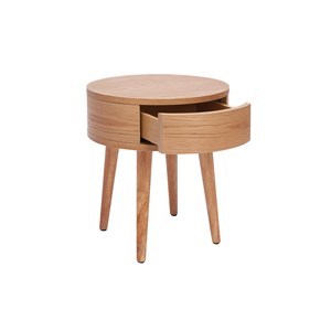 Tables de chevet rondes en bois clair avec tiroir (lot de 2) judith