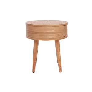 Tables de chevet rondes en bois clair avec tiroir (lot de 2) judith