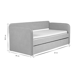 Lit gigogne en tissu taupe 90 x 190 cm edison