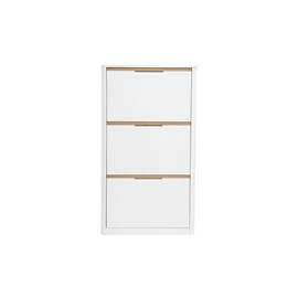 Meuble à chaussures 3 portes finition blanc laqué brillant l68 cm kirk