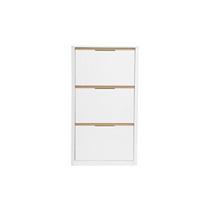 Meuble à chaussures 3 portes finition blanc laqué brillant l68 cm kirk