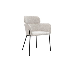 Chaise en tissu velours chenille beige et métal noir tulum