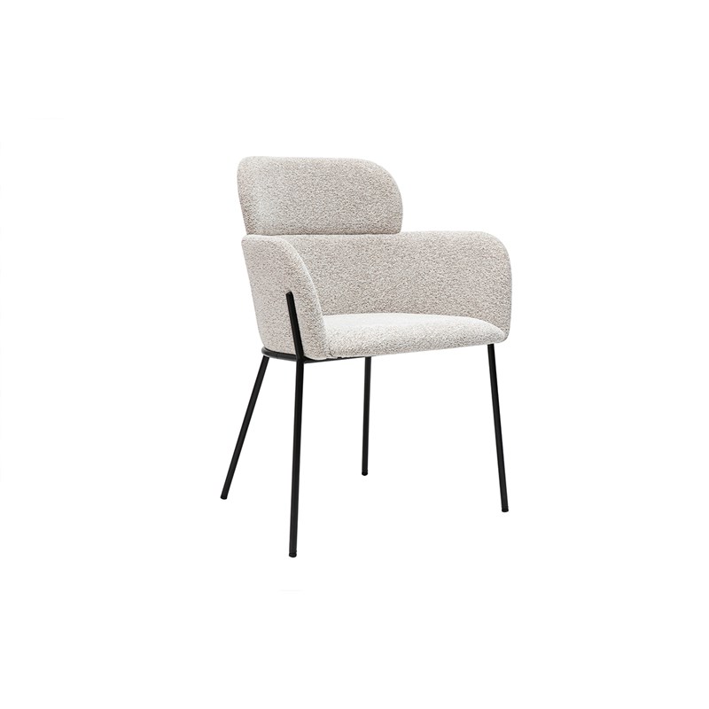 Chaise en tissu velours chenille beige et métal noir tulum