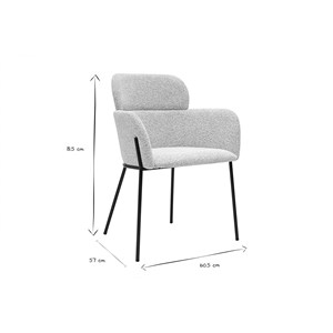 Chaise en tissu velours chenille beige et métal noir tulum