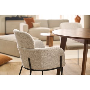 Chaise en tissu velours chenille beige et métal noir tulum