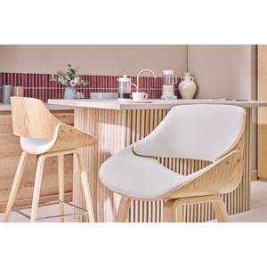 Tabourets de bar blancs et bois clair h70 cm (lot de 2) clash