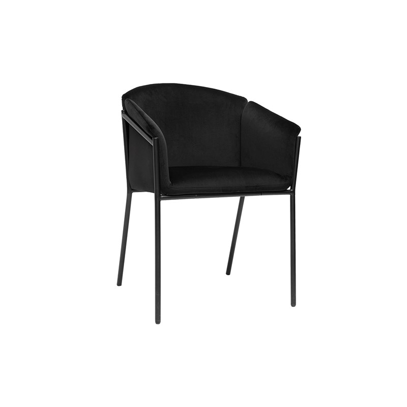 Chaise noire en tissu velours et métal briane
