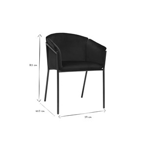 Chaise noire en tissu velours et métal briane